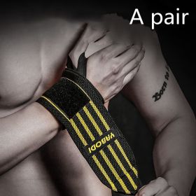 Fitness Wrist Bandage Anti Sprain Sports (Option: Yellow pair-Four stripes-50x8)