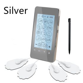 Color Screen Digital Meridian Massager 12 Modes Touch Screen (Option: Silver-EU)