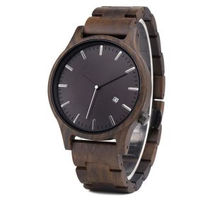 DODO DEER wooden calendar watch (Color: Black)